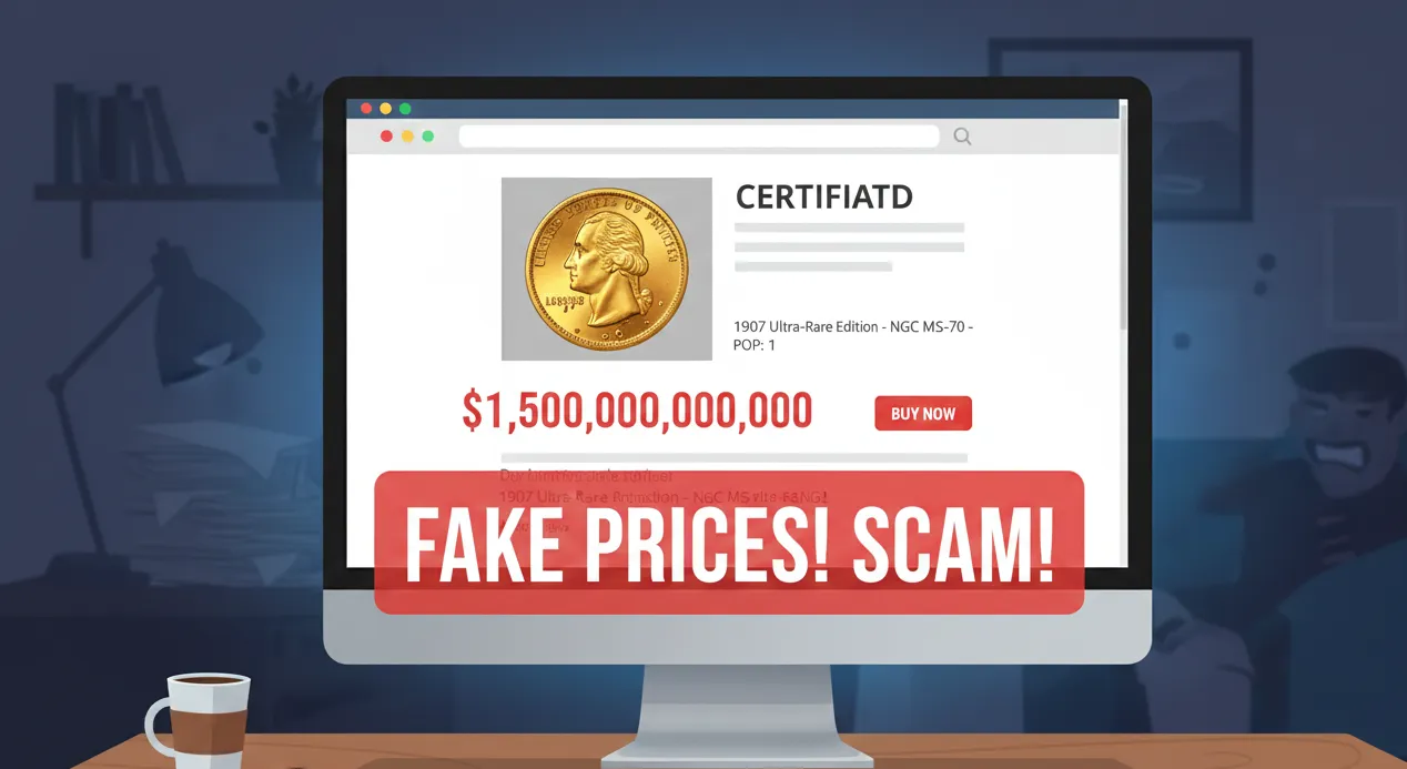 fake prices on the coin on the website