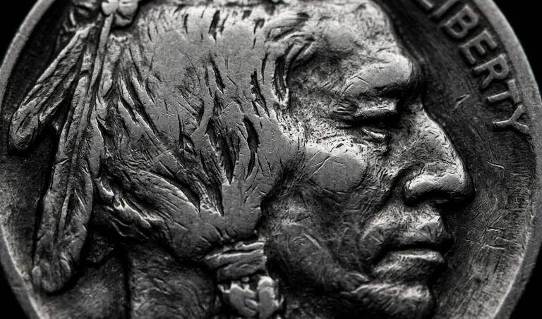 facial carving of a Hobo nickel coin